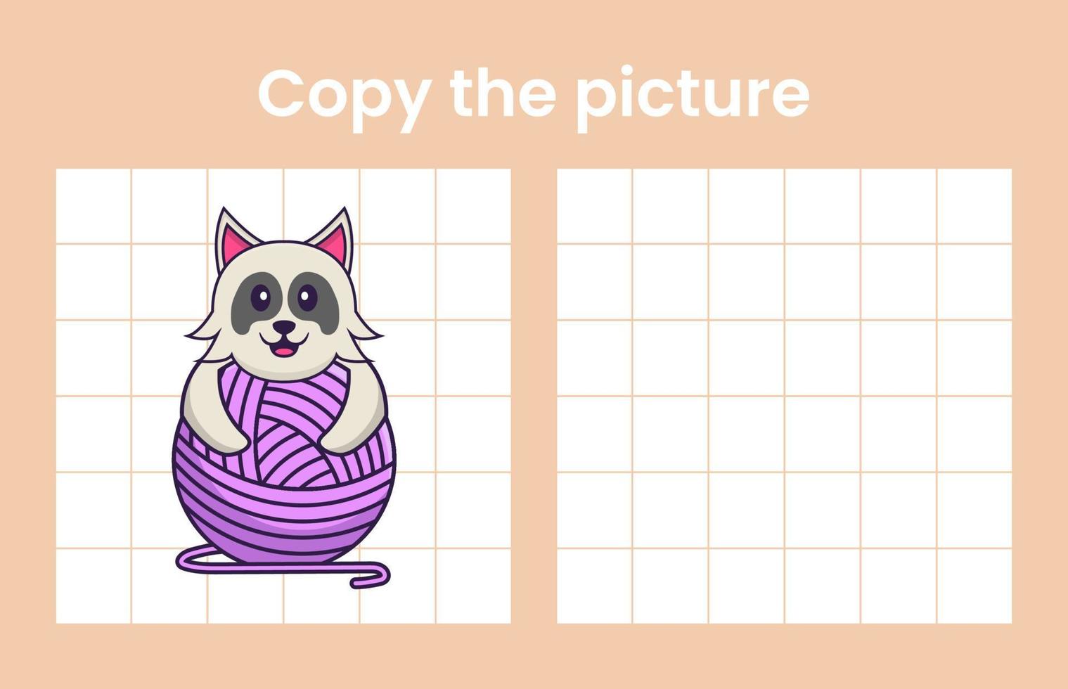 Copy the picture of a cute dog. Educational game for children. Cartoon vector illustration