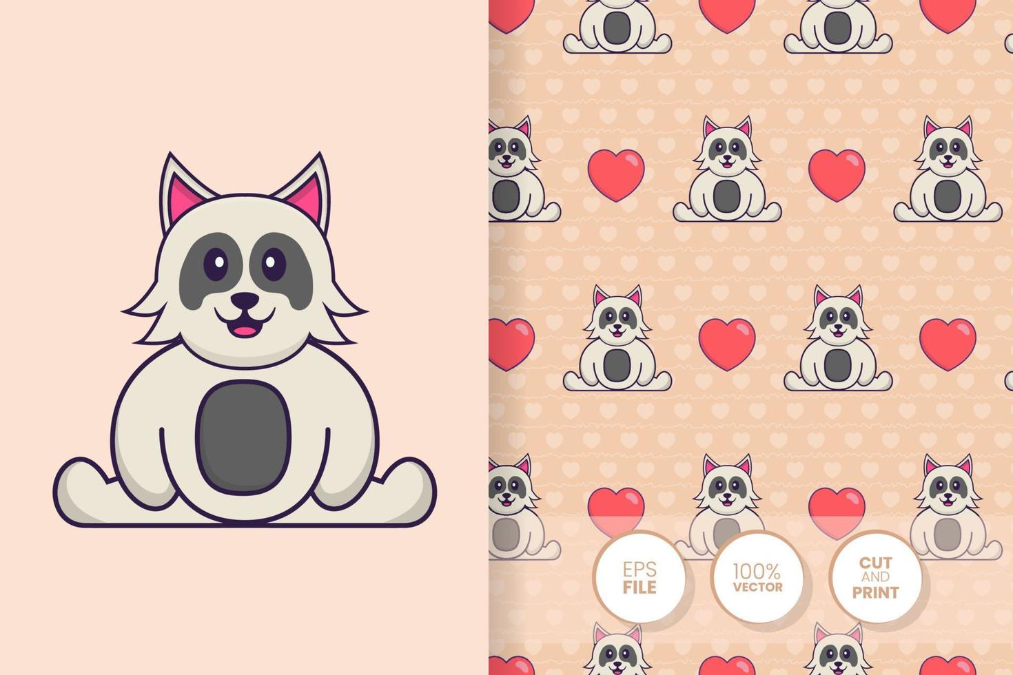 Cute dog cartoon character. seamless pattern background vector