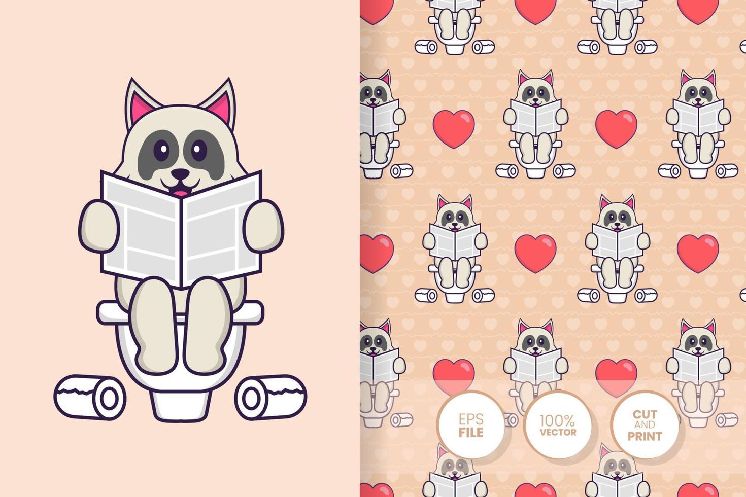 Cute dog cartoon character. seamless pattern background vector