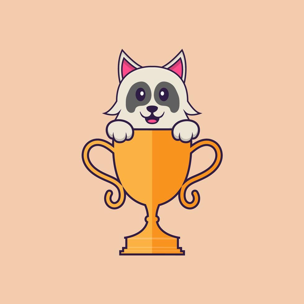 Cute dog cartoon character vector illustration.