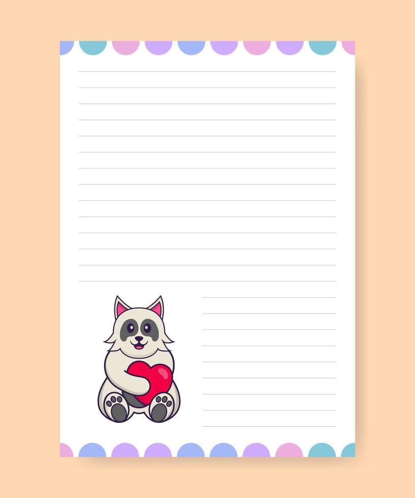 Planner page and to do list with cute dog. Cartoon vector illustration.