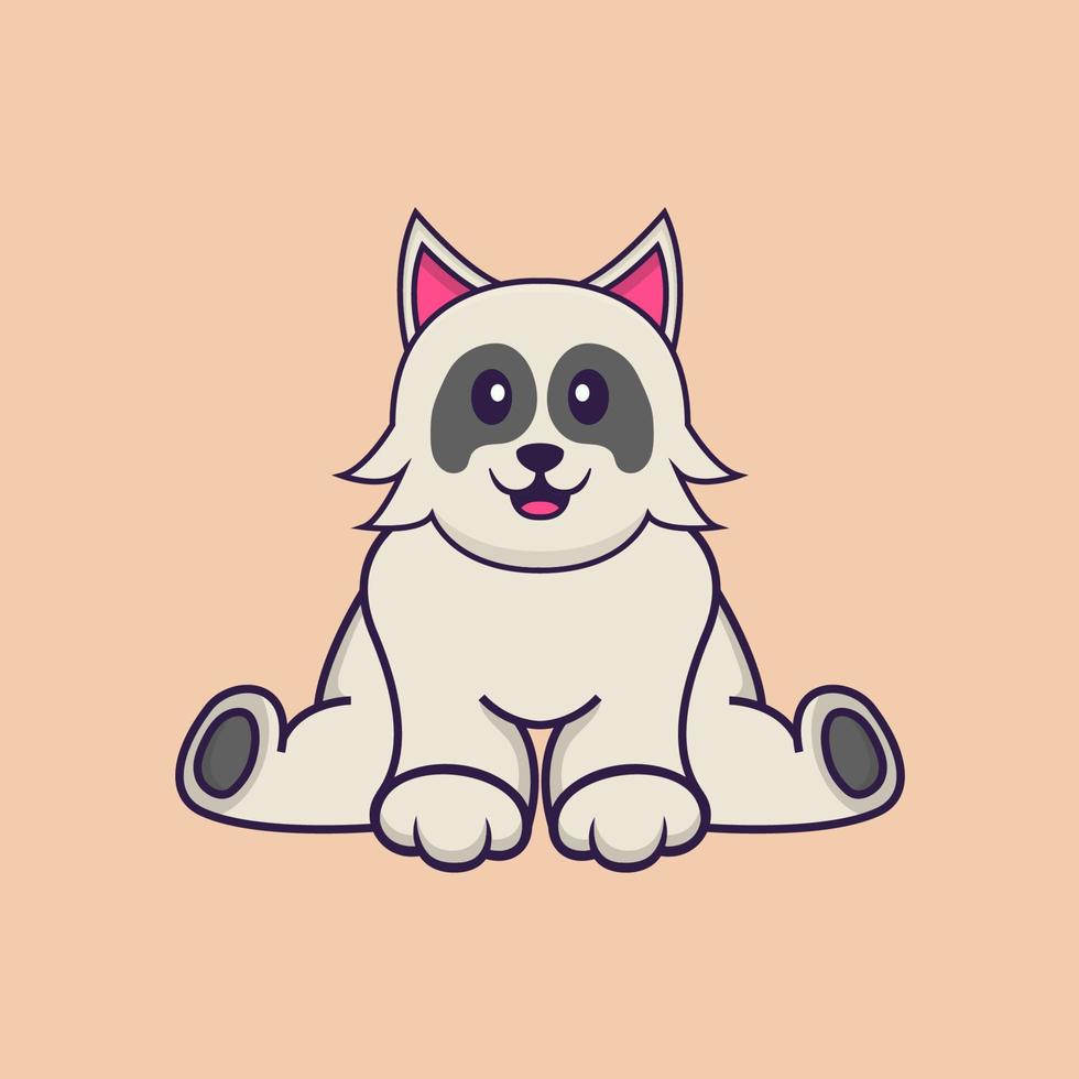 Ilustración de vector de personaje de dibujos animados de perro lindo.