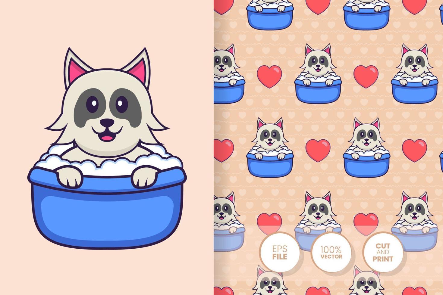 Cute dog cartoon character. seamless pattern background vector