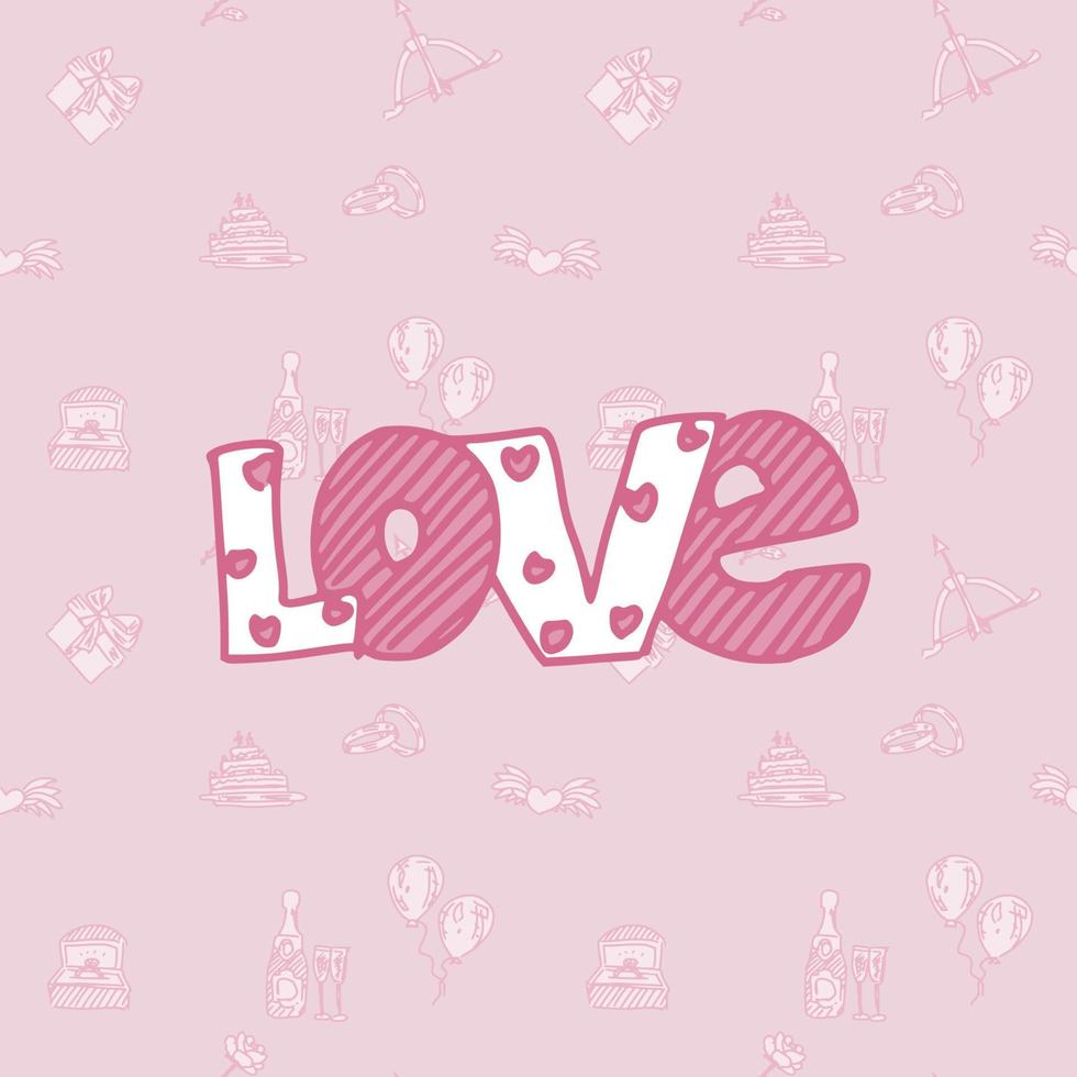 poster love seamless pattern for wedding. doodle vector