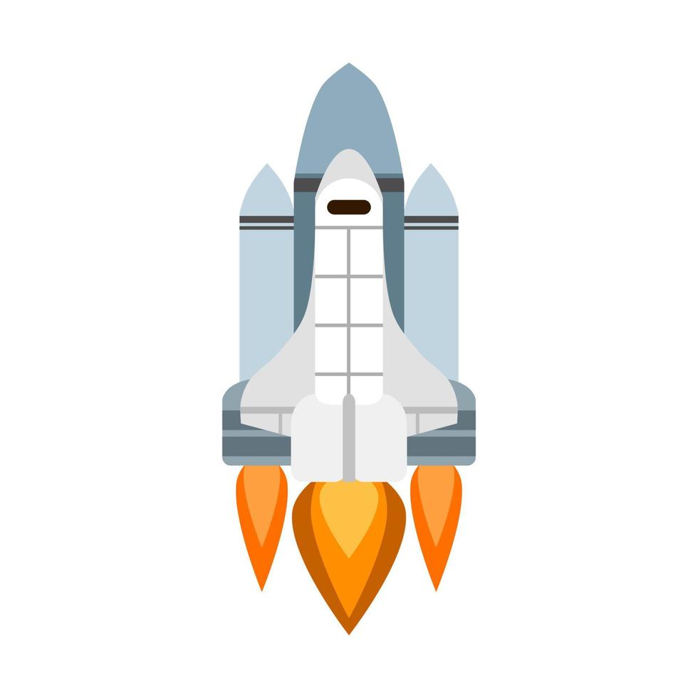 space shuttle with fire on white background vector