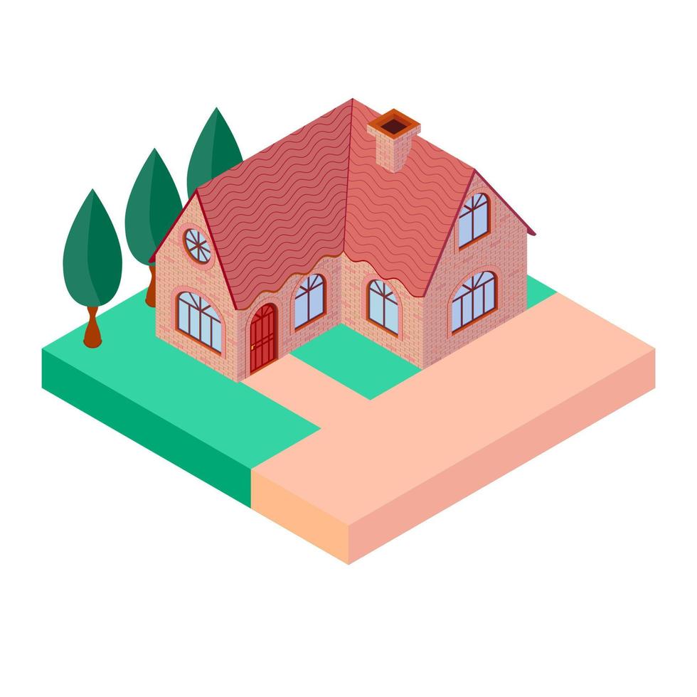 Cozy private house with chimney vector