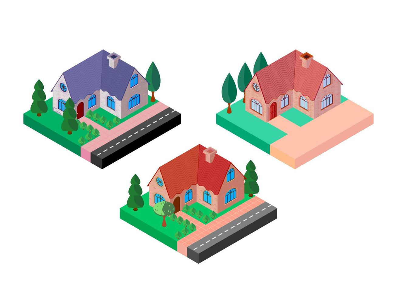 Selection of isometric icons of mansions 3869222 Vector Art at Vecteezy