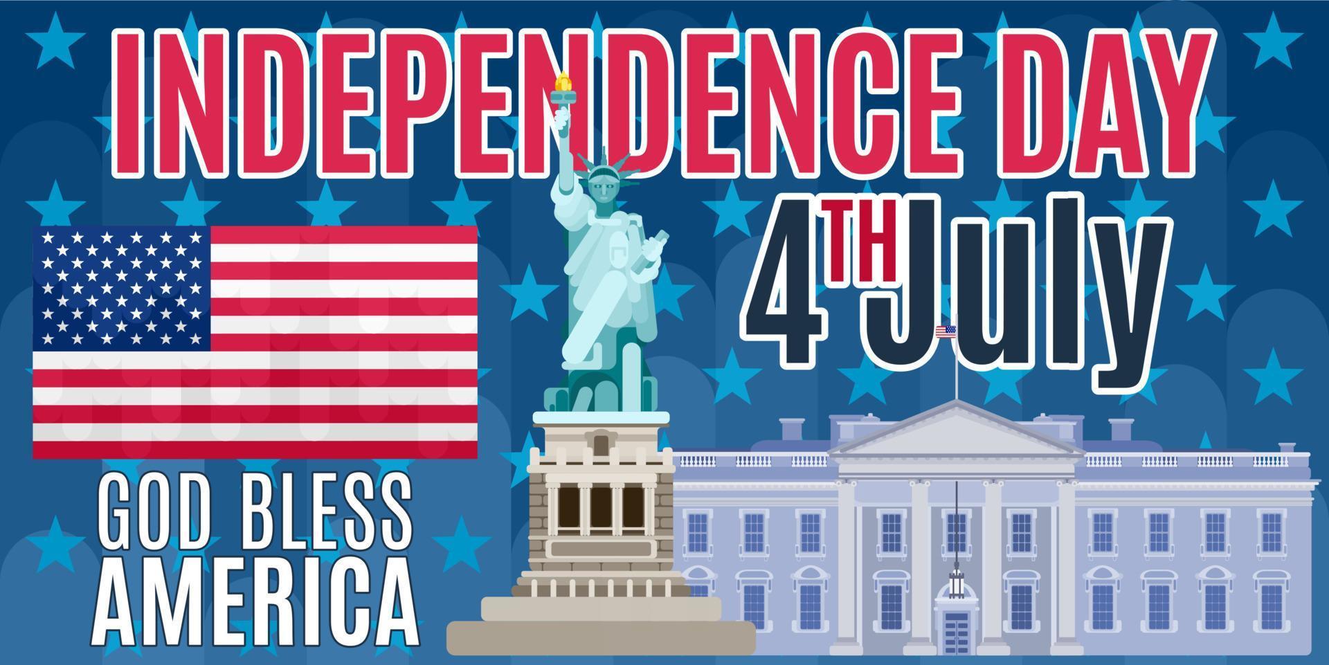 large bright USA independence day poster statue vector