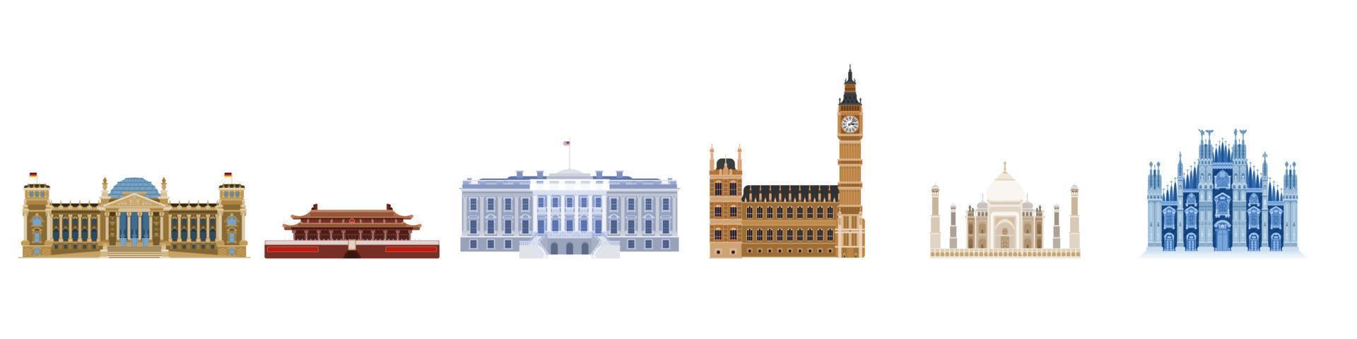 famous buildings of the world sights of our planet vector