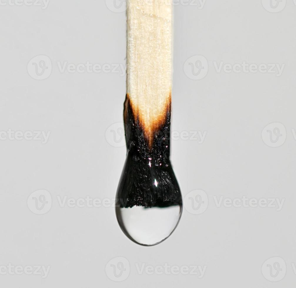 Match and Water Drop on white background photo