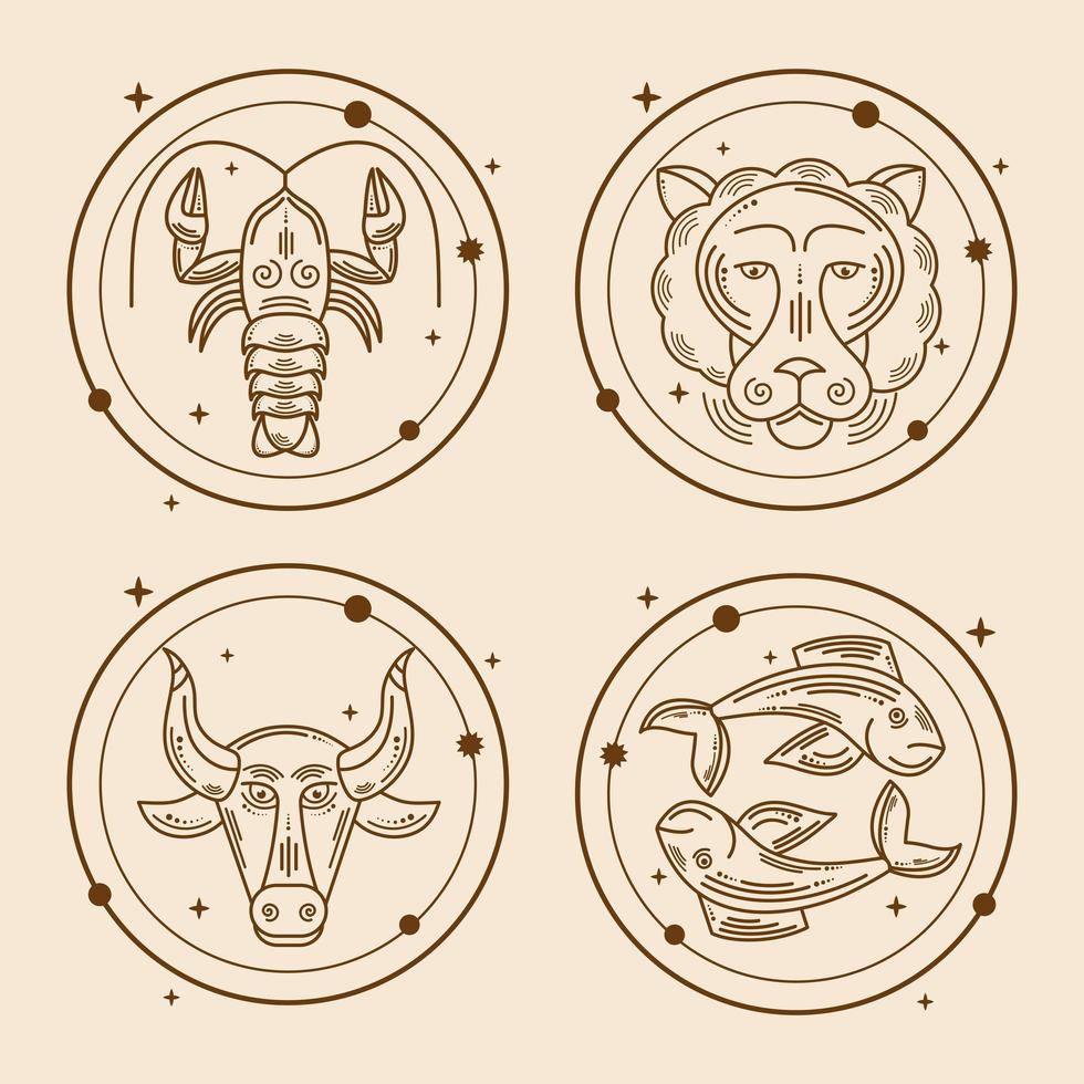 zodiac four icons vector