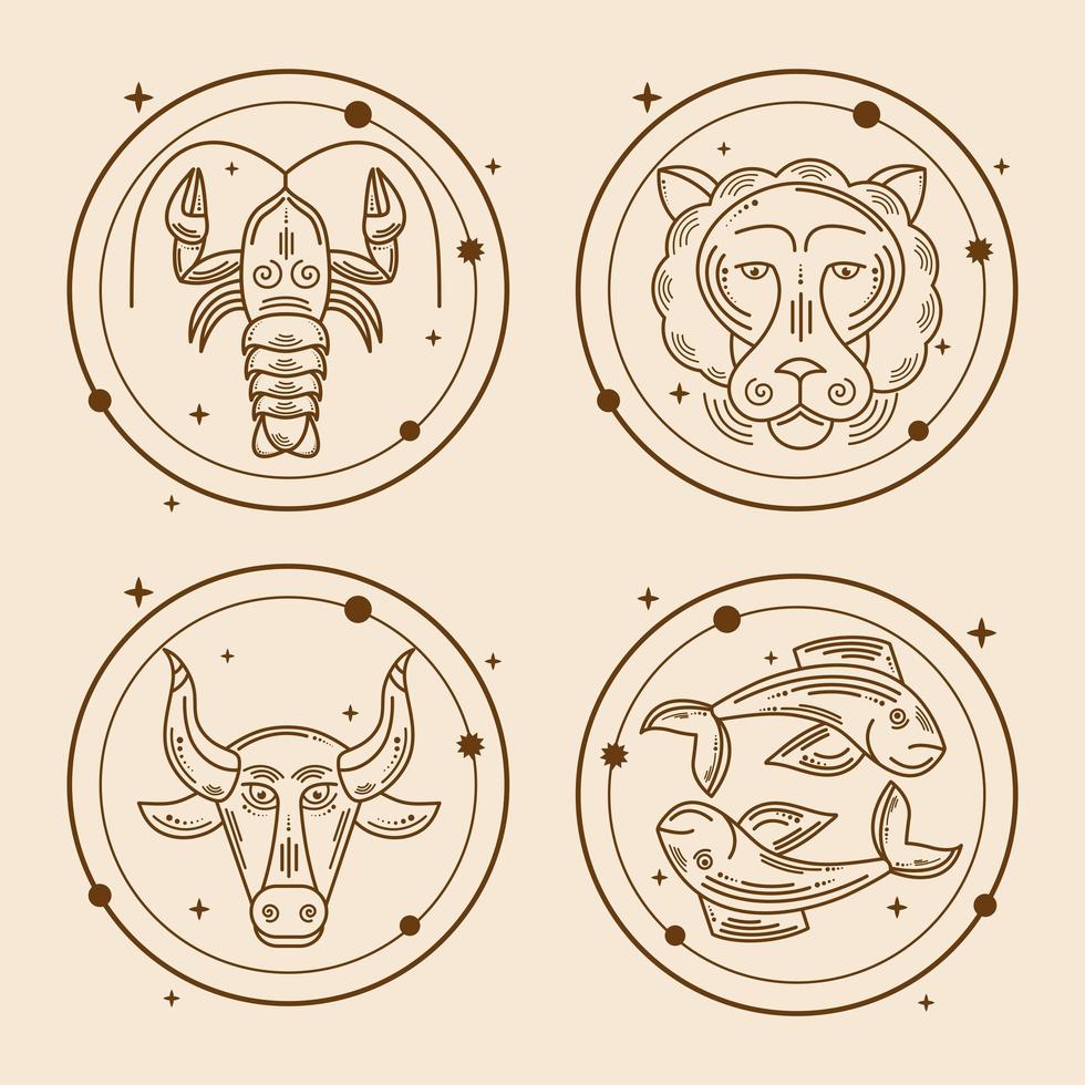 cuatro iconos del zodiaco vector