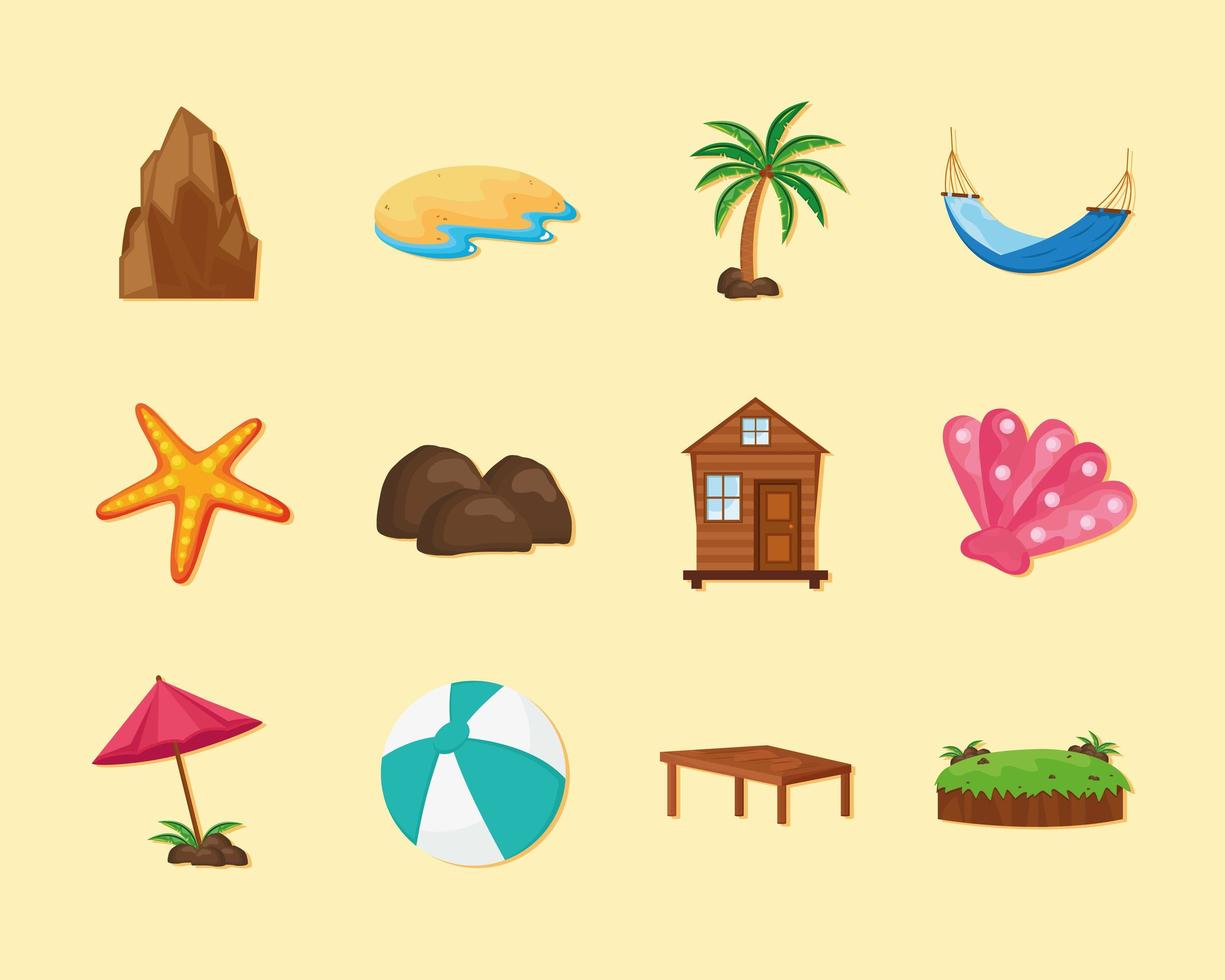 twelve island icons vector