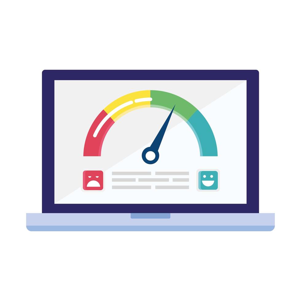 customer satisfaction gauge measure in laptop vector