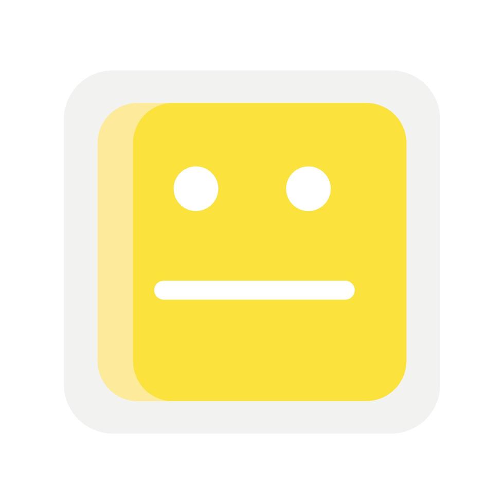 yellow emoji square unhappy face icon vector