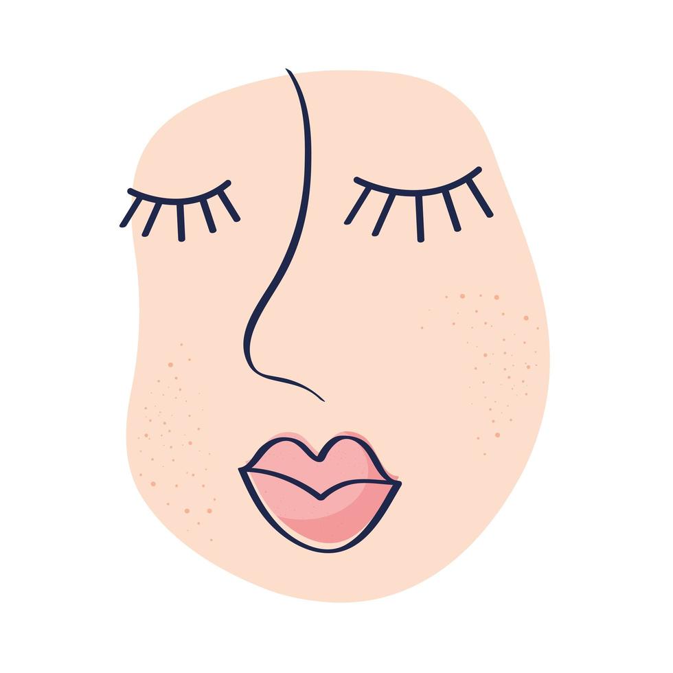 woman face doodle style icon vector