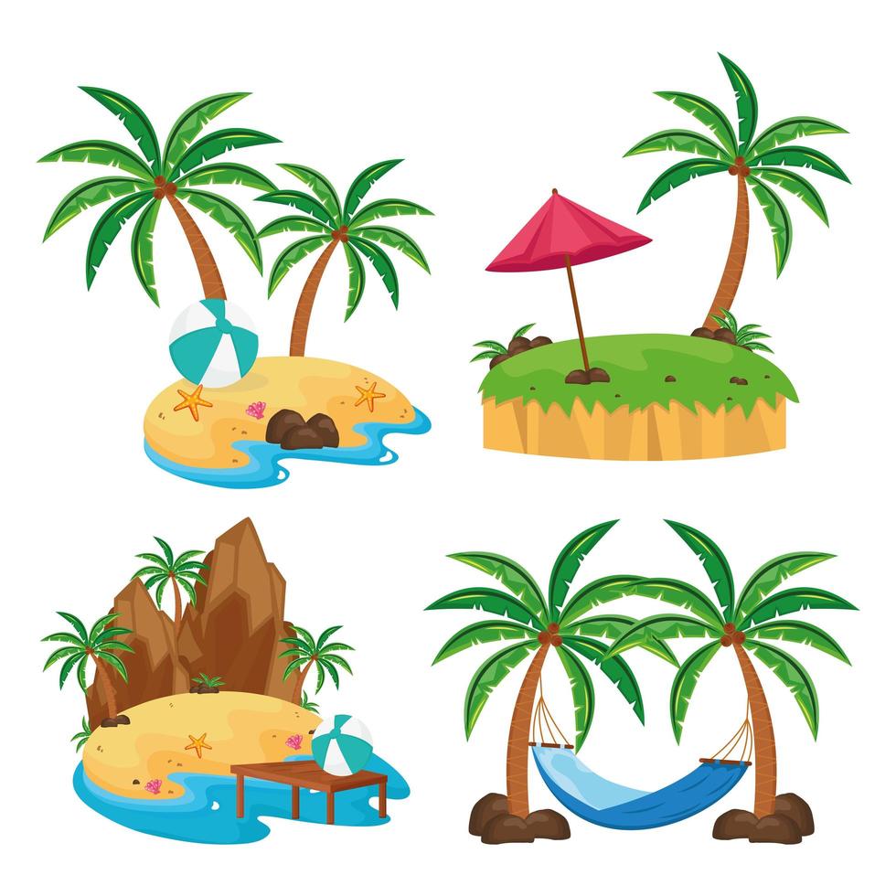 islas cuatro escenas vector