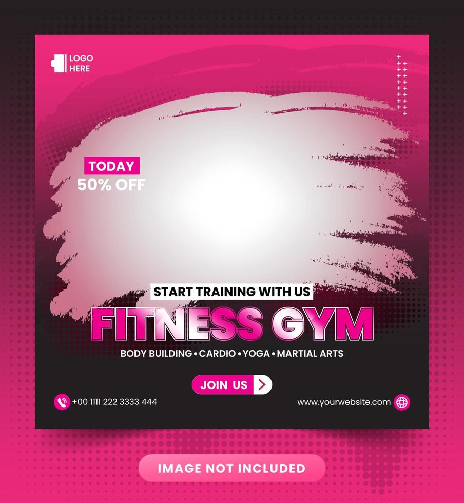 social media posts collection for gym with female athlete free vector