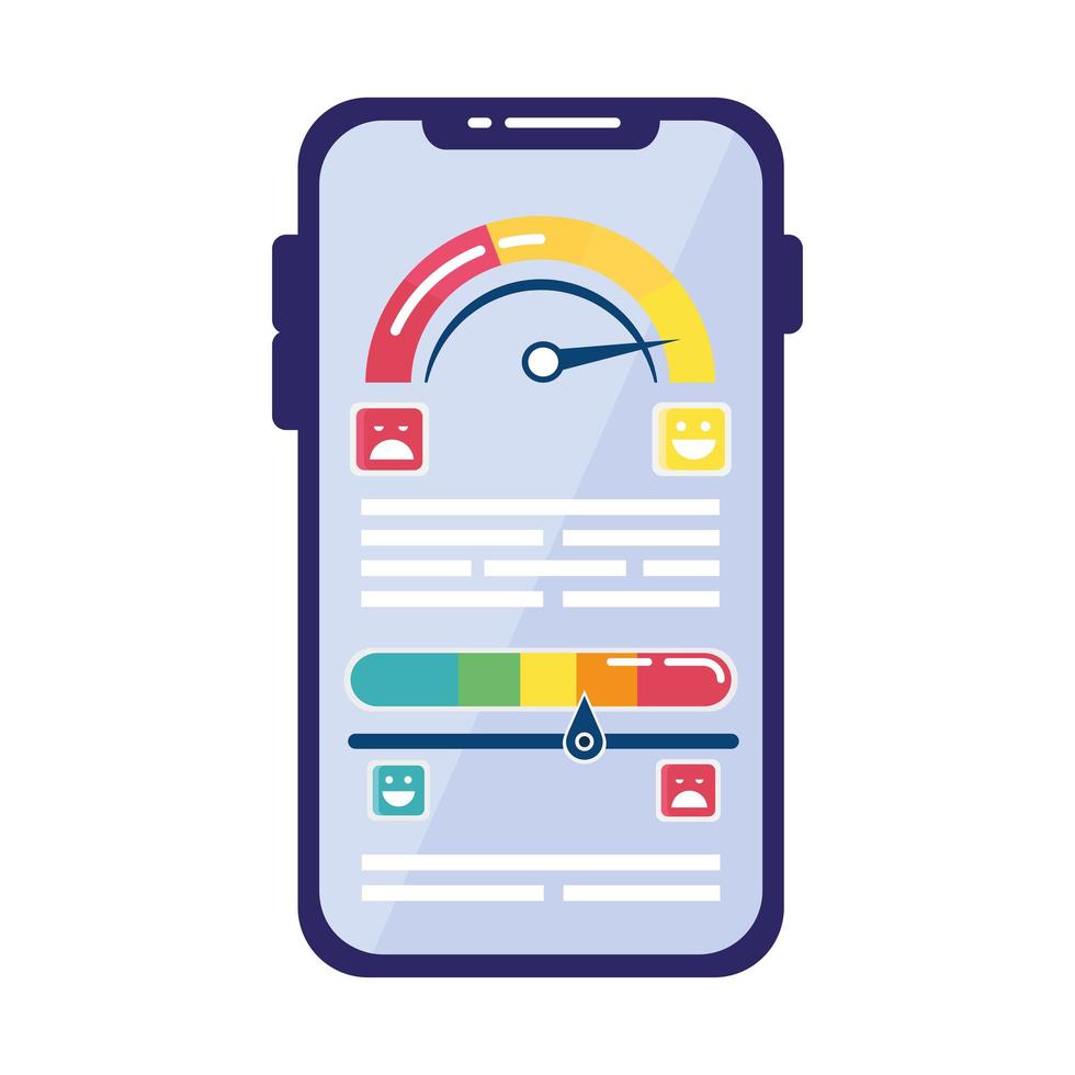 customer satisfaction gauge measure in smartphone vector