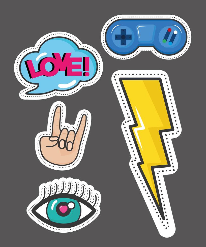 eighties set patches vector