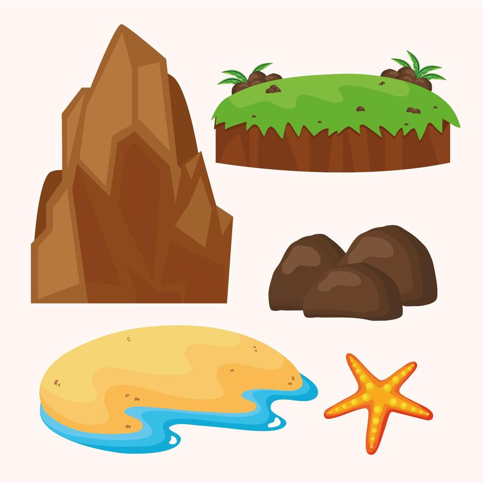 five island icons vector