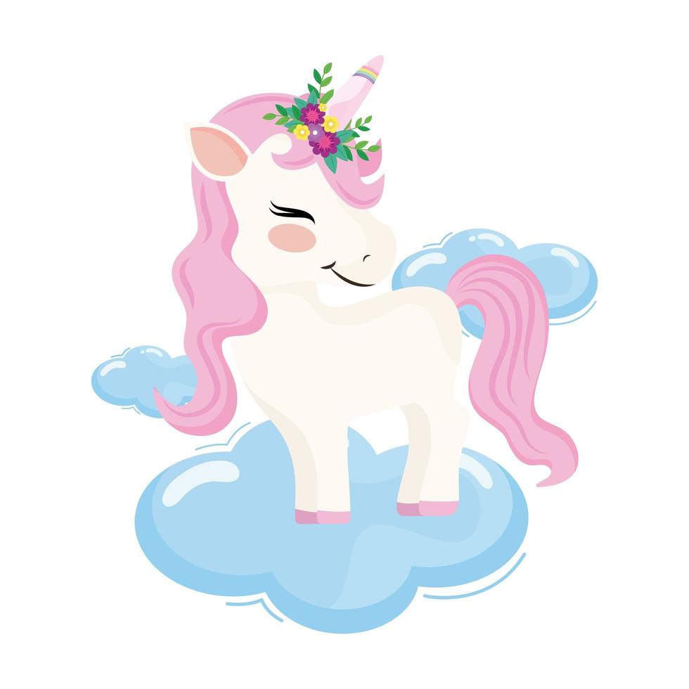 unicorn in clouds vector