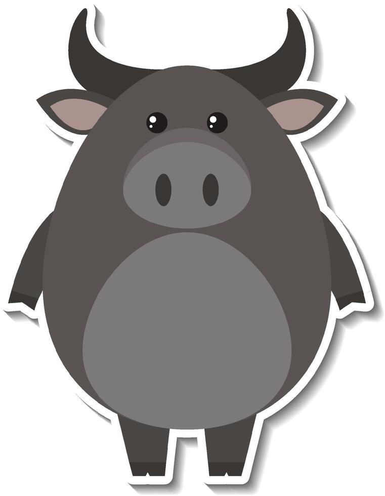 Chubby buffalo animal cartoon sticker vector