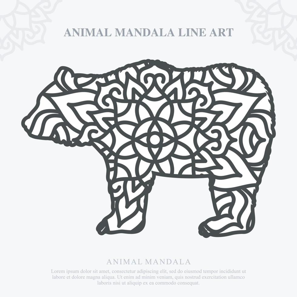 Animal Mandala. Vintage decorative elements. Oriental pattern, vector illustration.