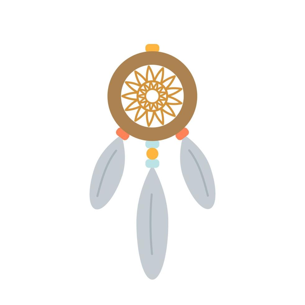 Dream catcher, boho accessory, vector illustration in flat style