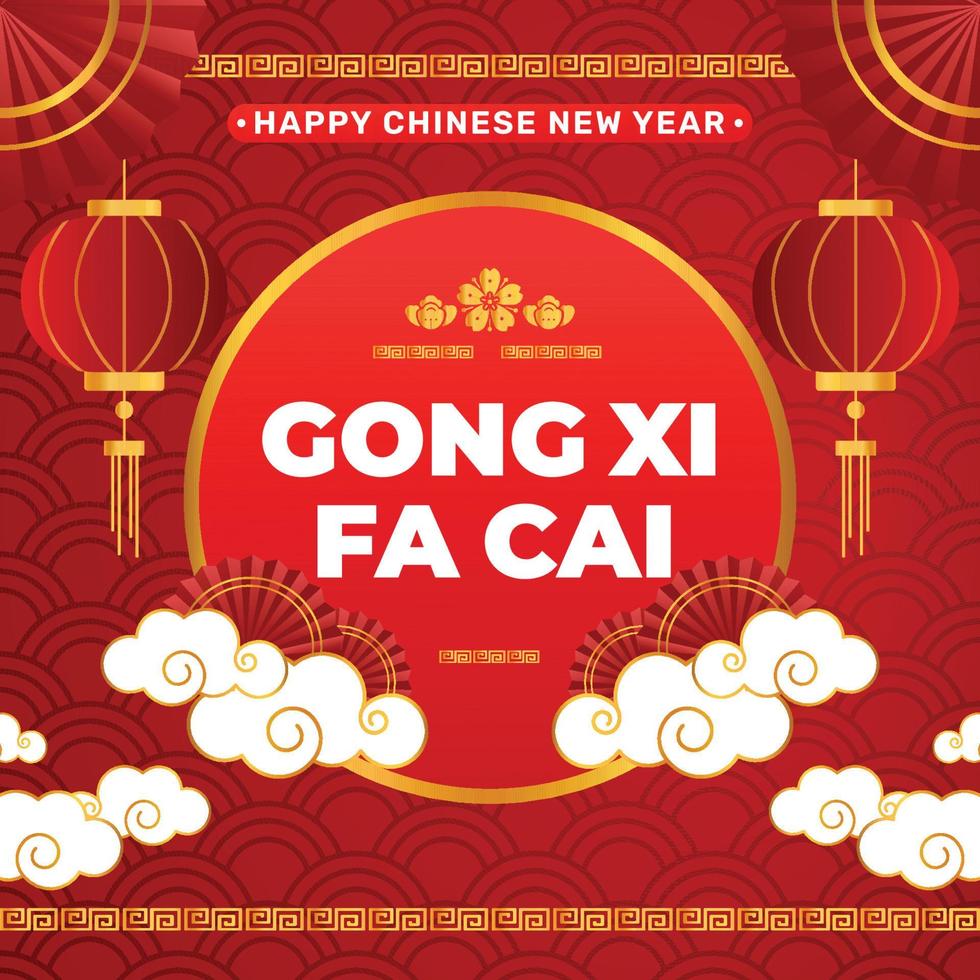 gradiente gong xi fa cai saludo vector