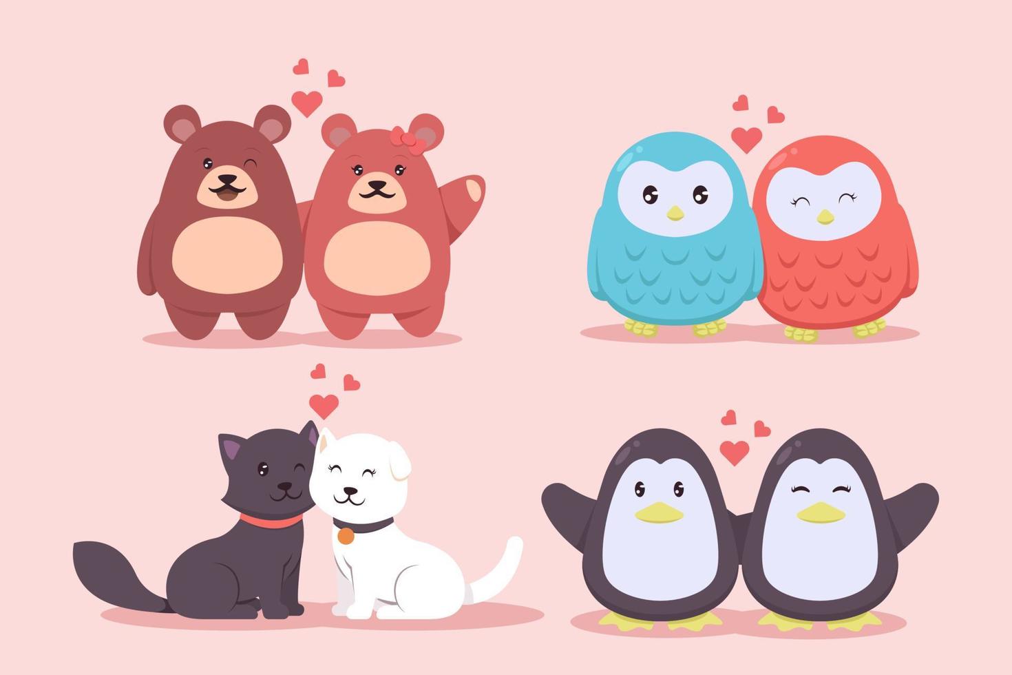 animales coupel especial personaje de san valentin vector