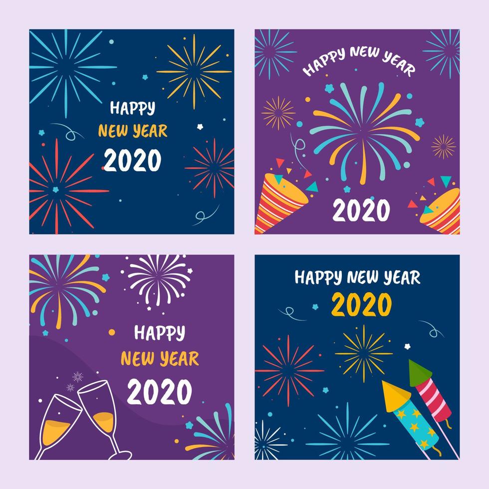 New Year Fireworks Social Media vector