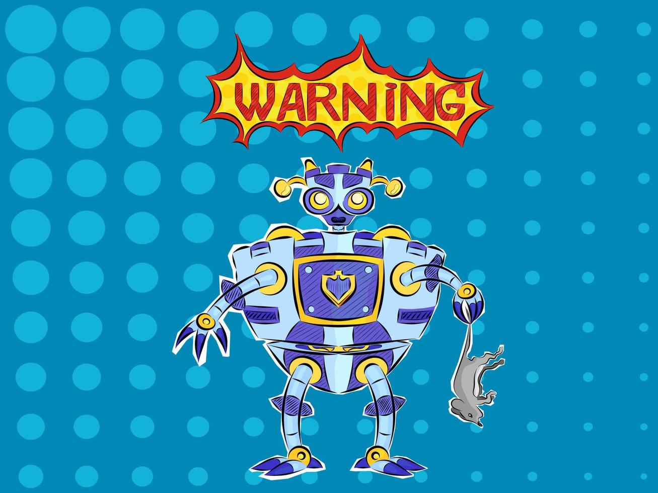 Pop art robot caught predator vector