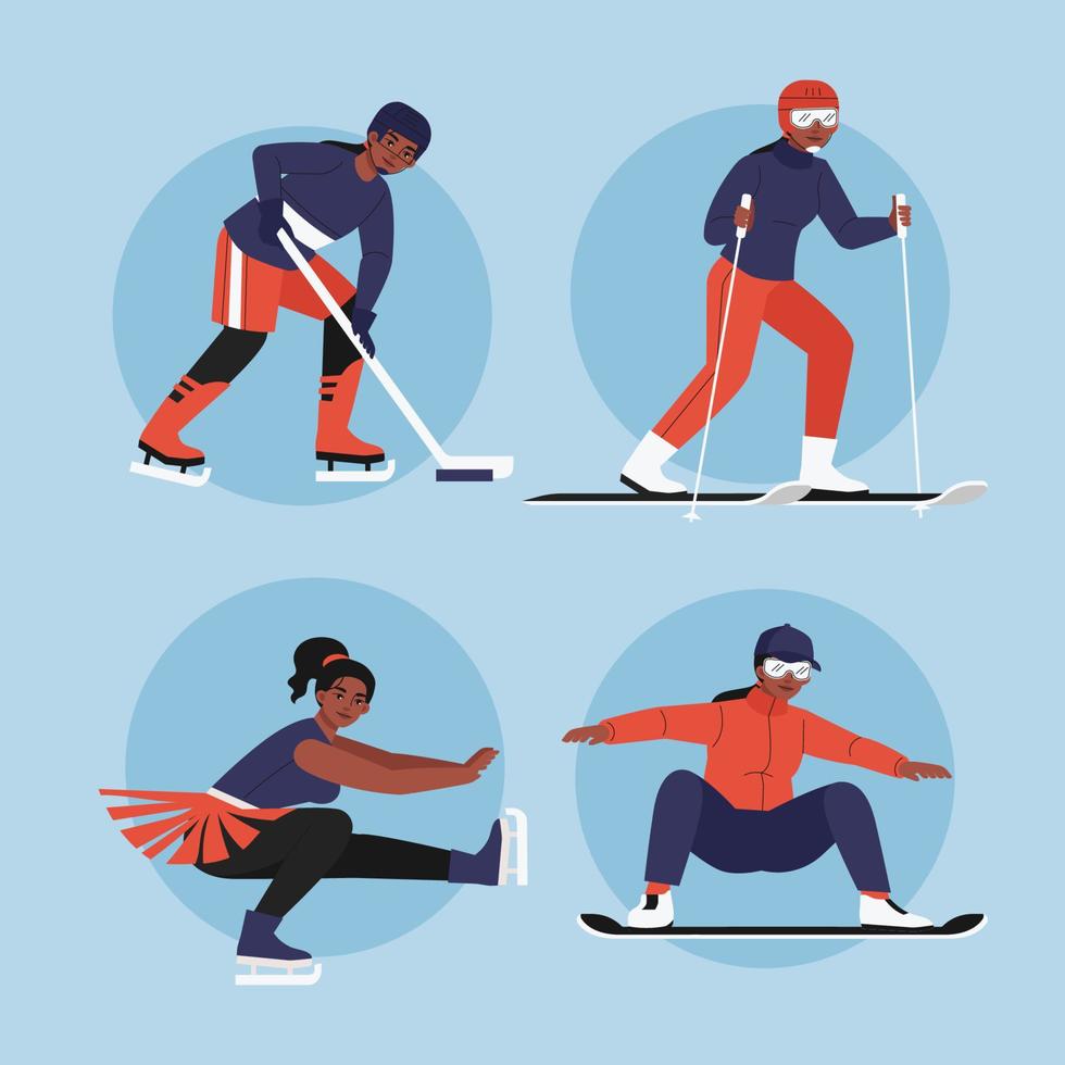 personajes de deportes olímpicos de invierno vector