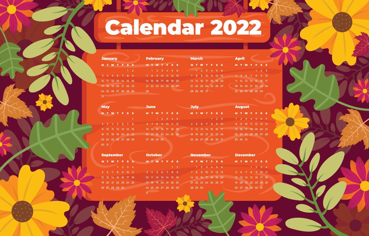 Abstract Nature Calendar 2022 Background Template vector