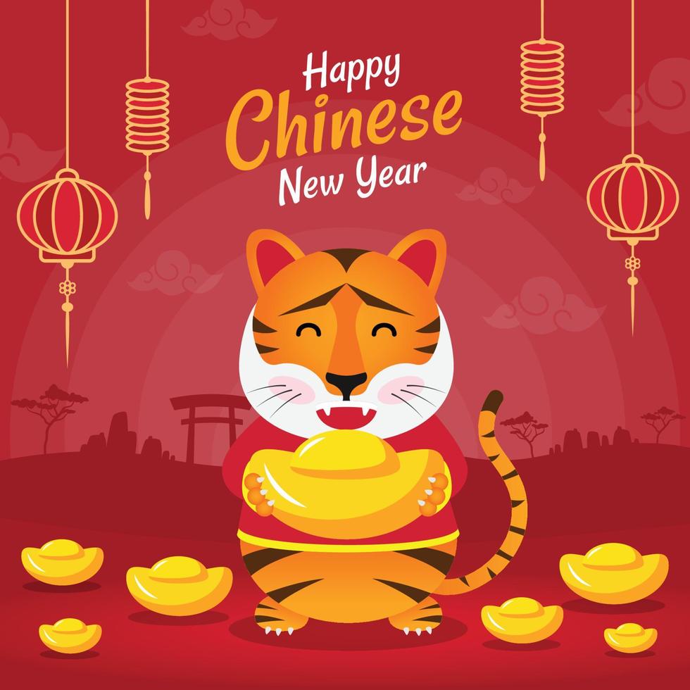 Year Of Tiger Chinese New Year Illustration vector