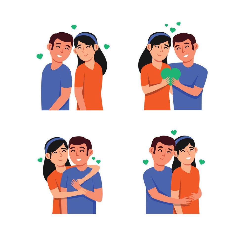 Valentine Day Couple Character Set vector