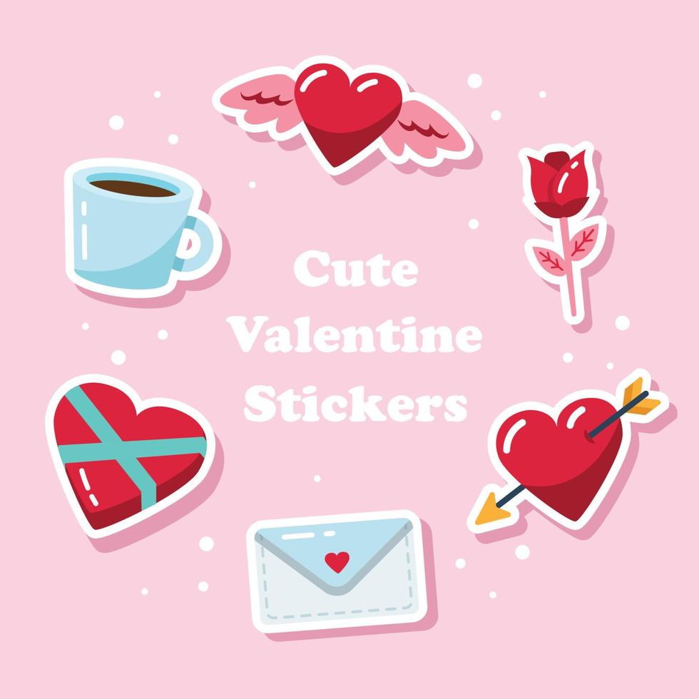 paquete de pegatinas lindas del día de san valentín vector