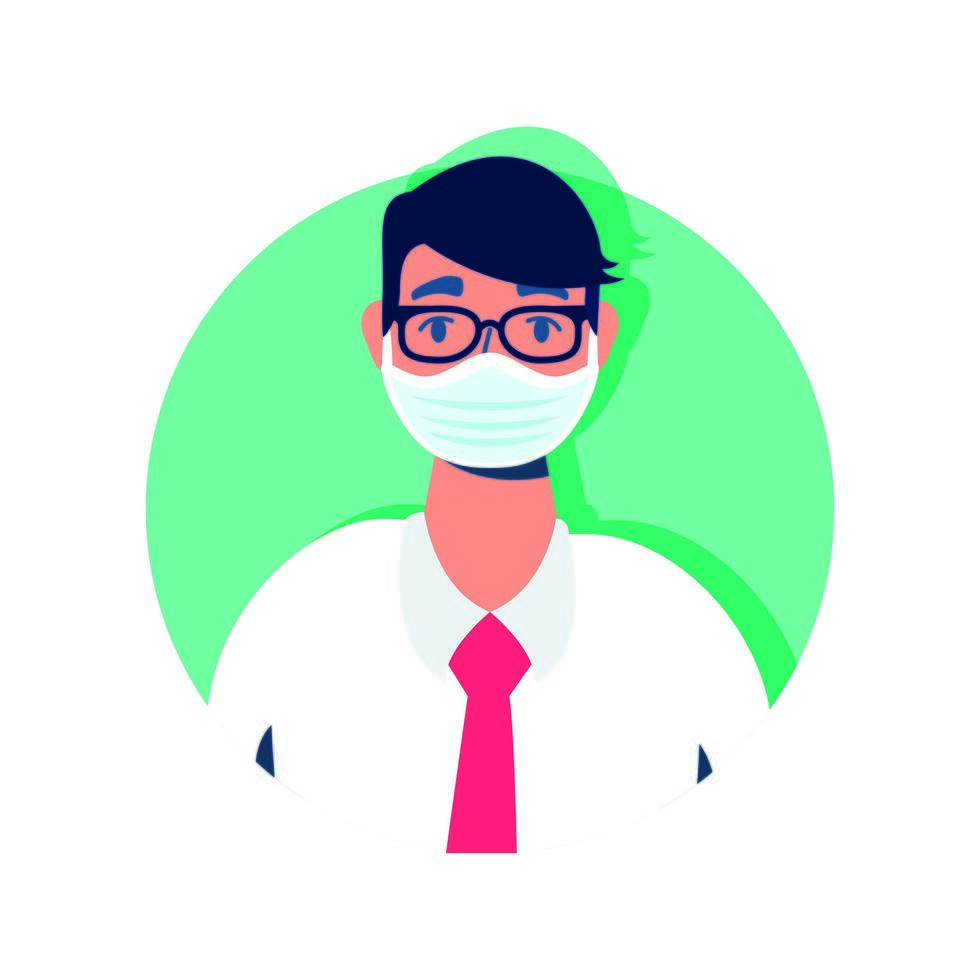 elegant businessman using face mask for covid19 vector
