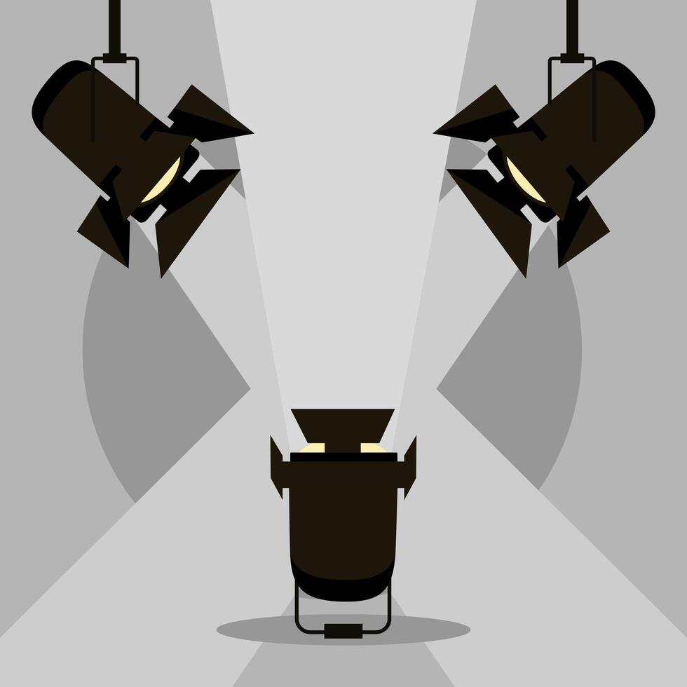 three spotlight lamps vector