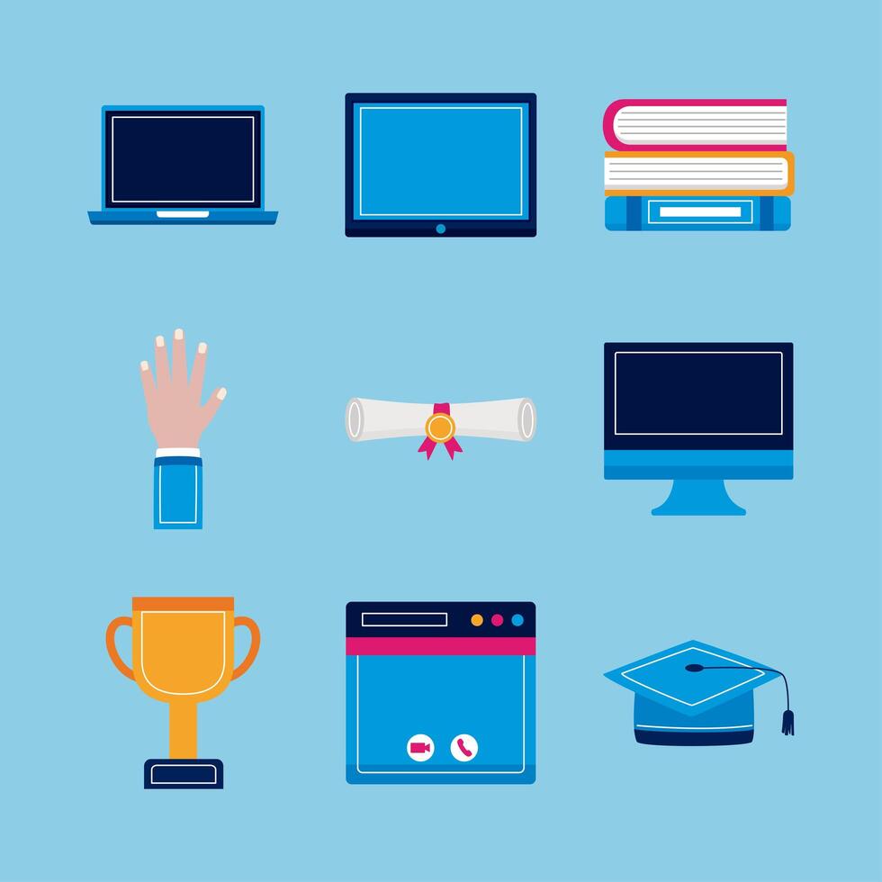 Virtual graduation symbol set vector