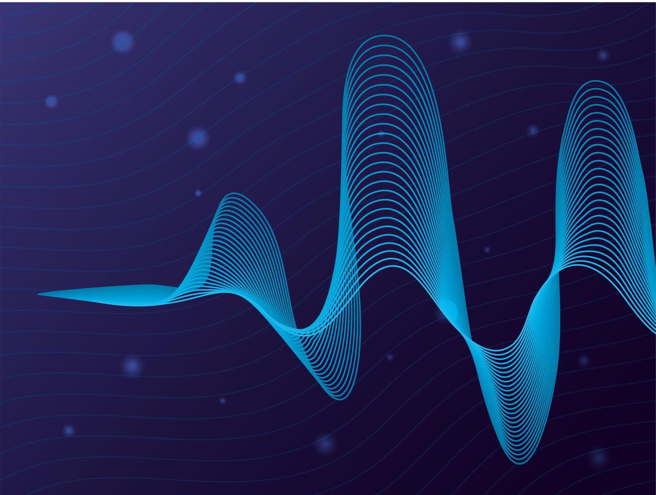 black waves sound blue background vector