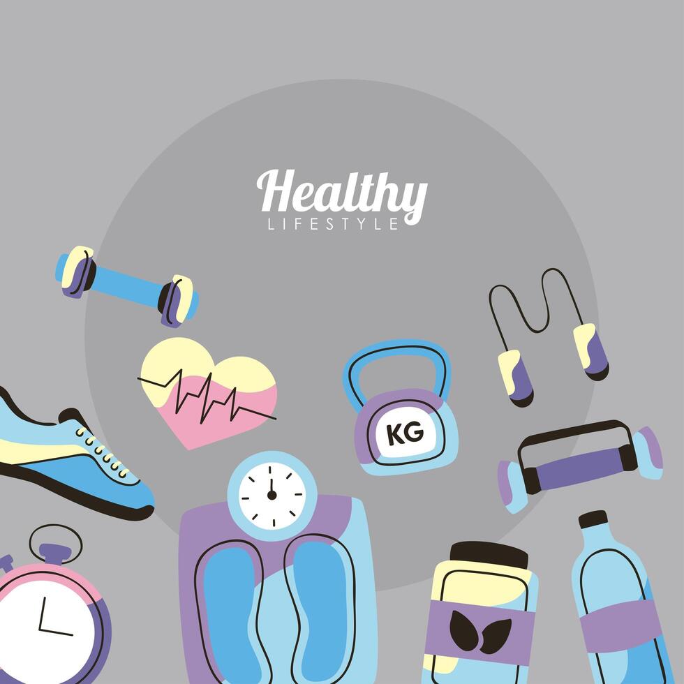 healthy lifestyle lettering vector