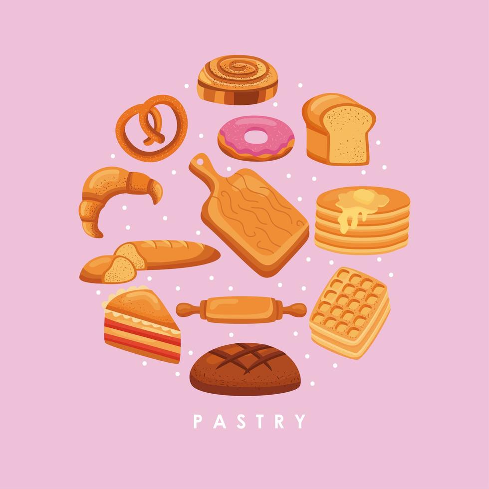 sweet pastry in cricle vector