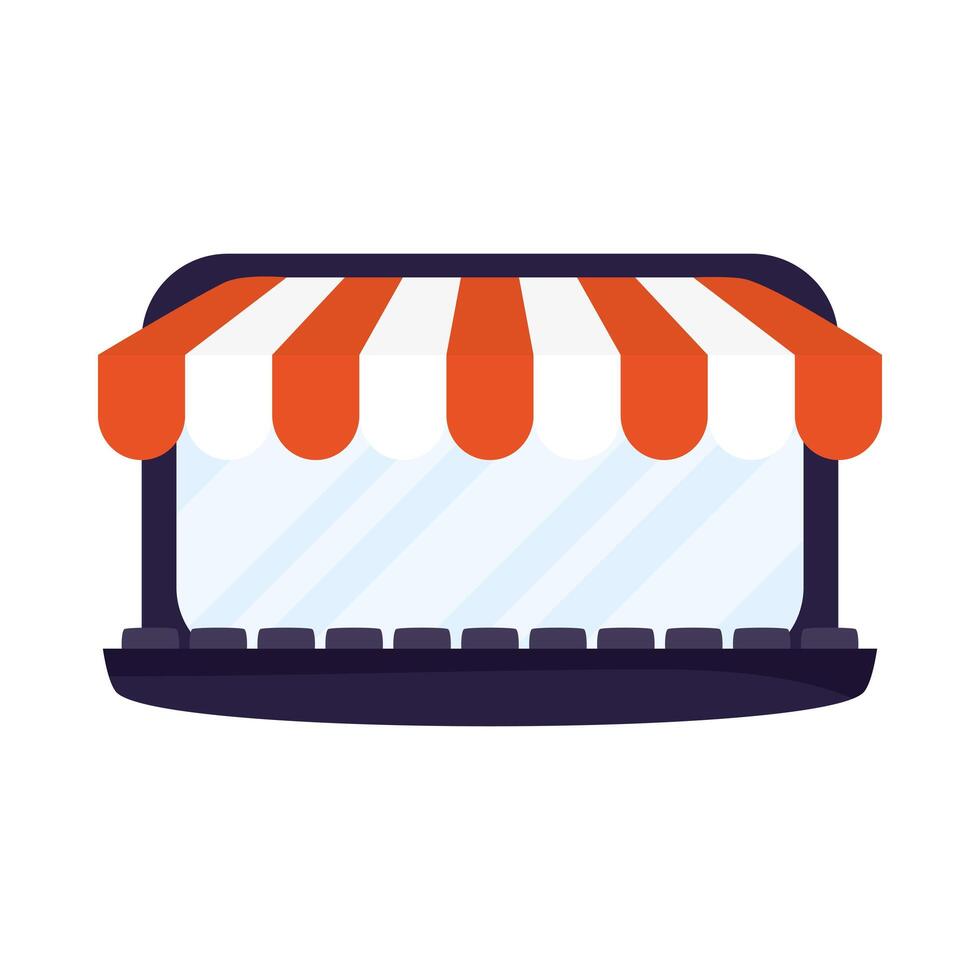 laptop computer with parasol store vector