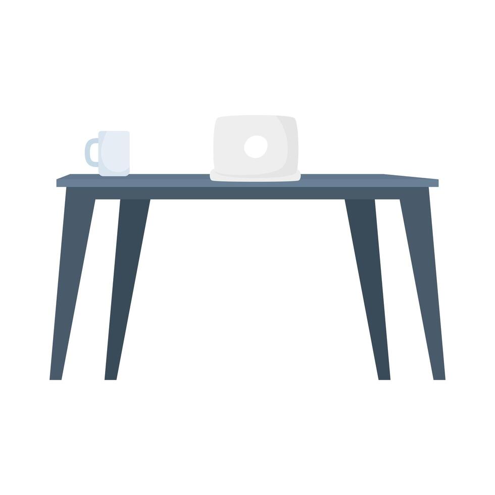 laptop in table with coffee cup vector