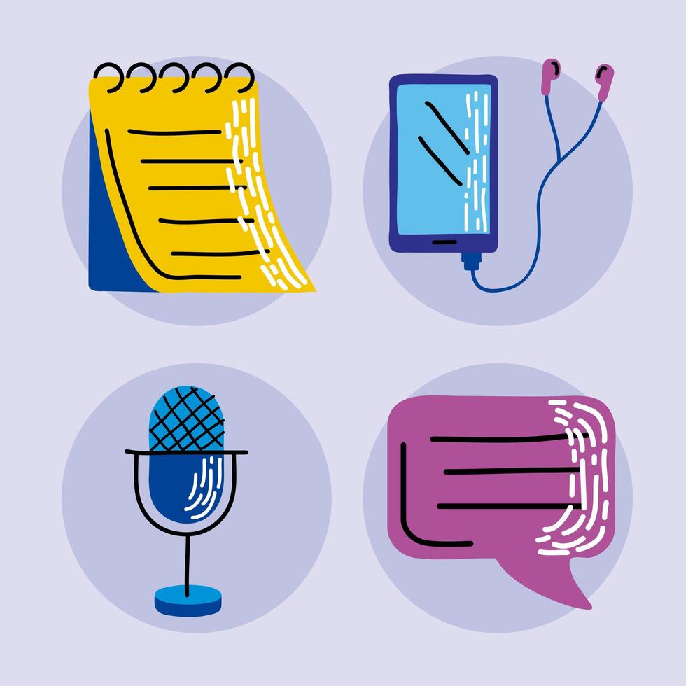 conjunto de iconos de podcast vector