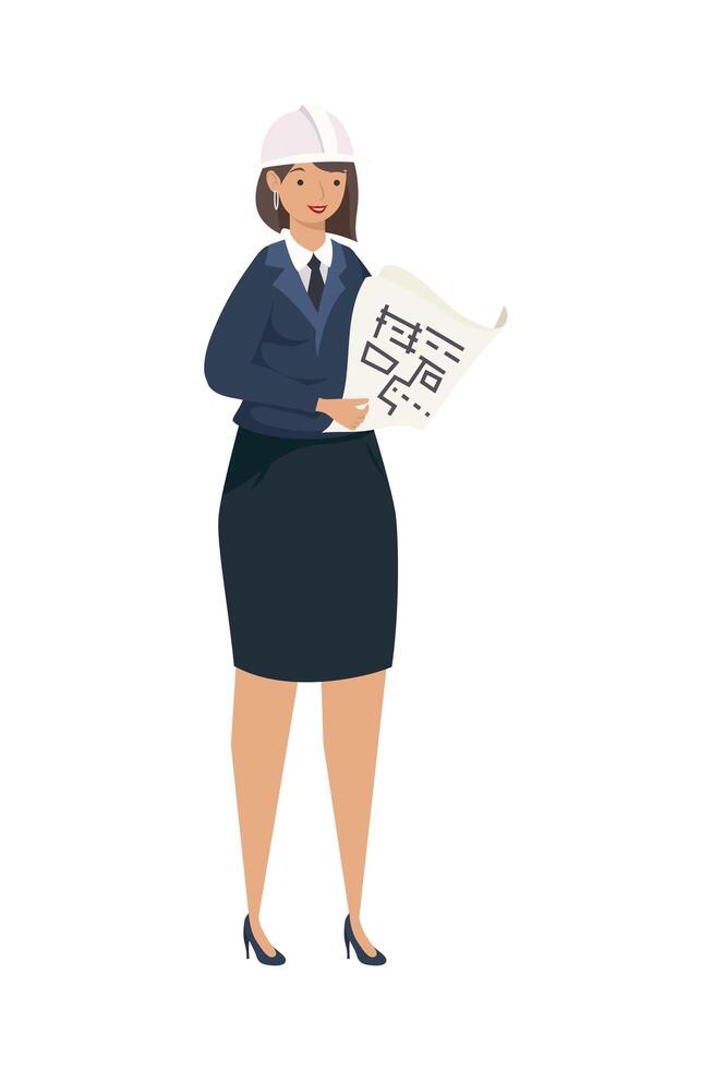 Engineer woman with helmet vector design