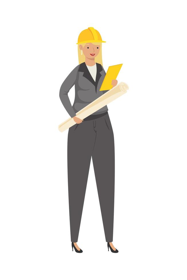 Architect woman with helmet vector design