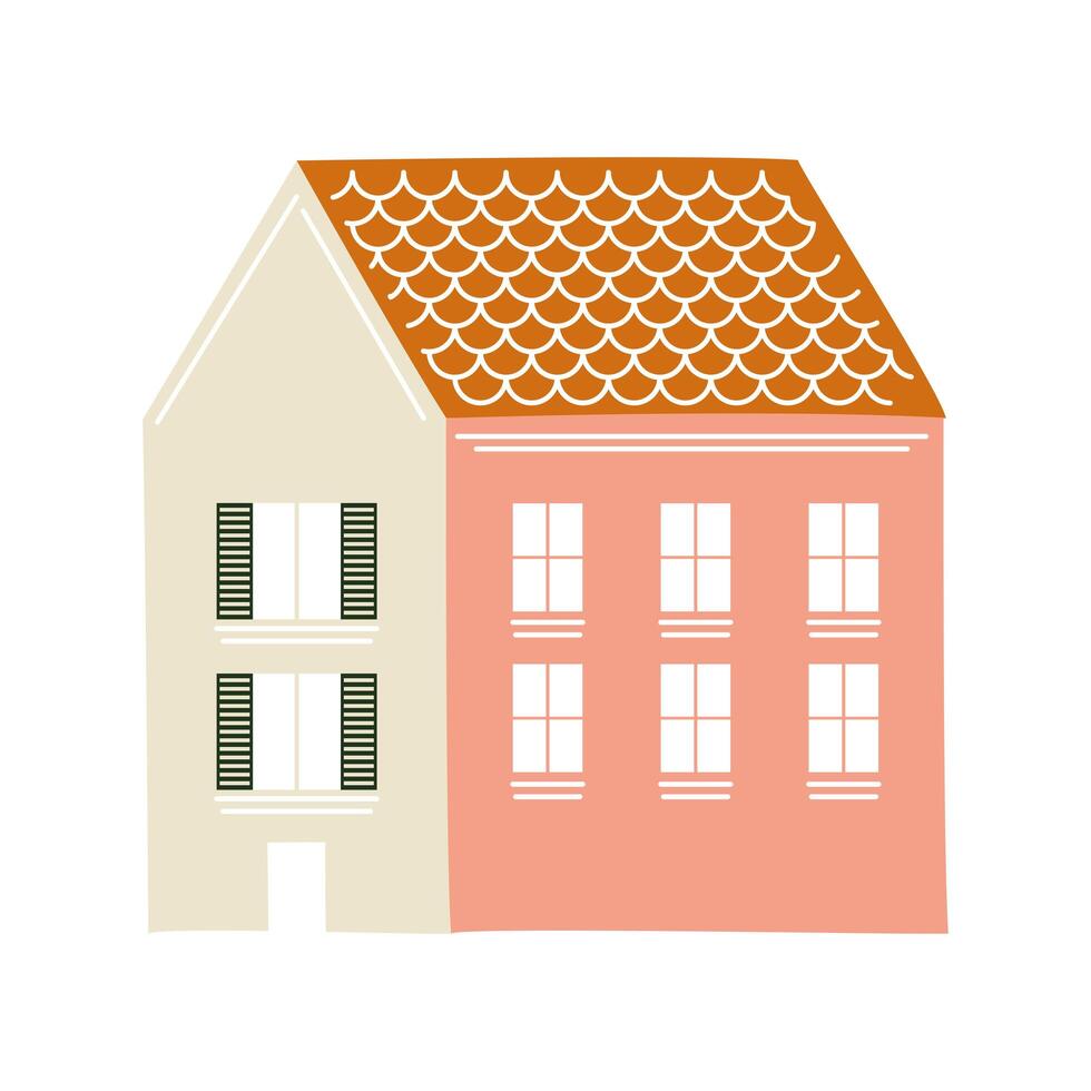 pink building isolated vector design